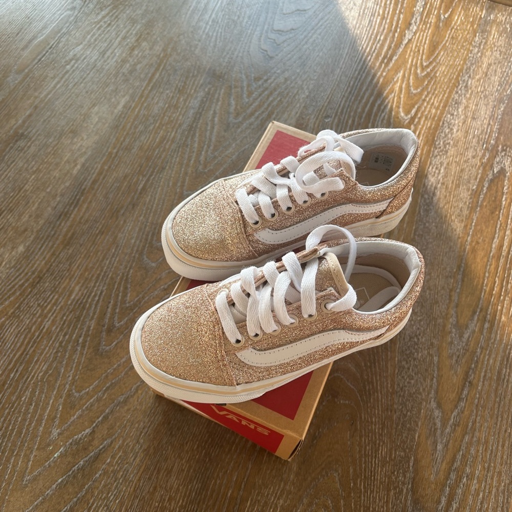 Girls Size 11 Gold Sparkle Vans